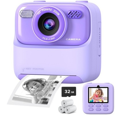 Kids Instant Digital Cameras for Boys and Girls, 1080P HD Dual-Lens Selfie Di...