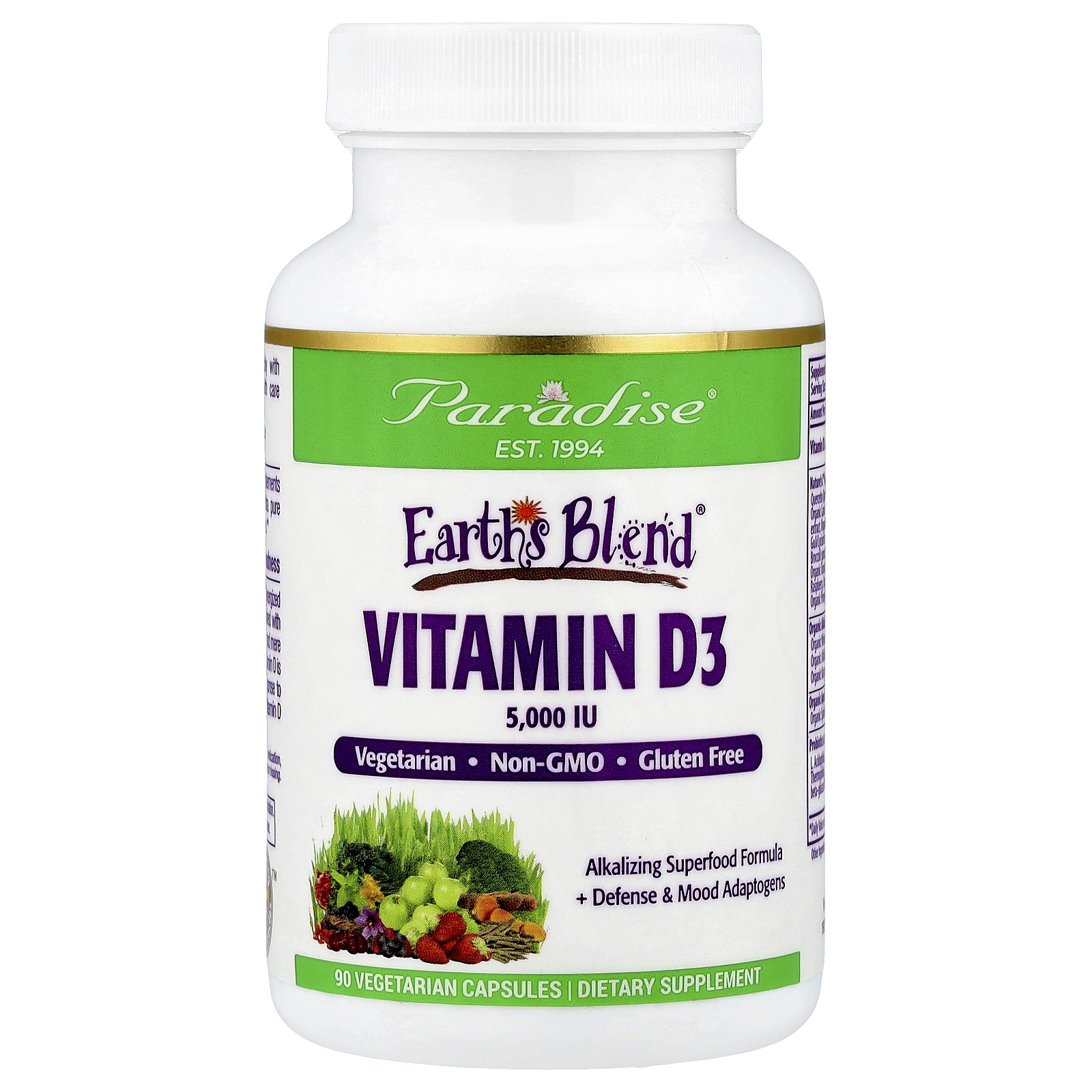 Paradise Herbs Vitamin D3 5000 IU 90 Vegetarian Capsules Vegetarian 3190₽