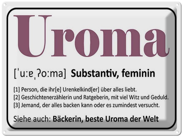 Blechschild 30X40 Cm Uroma BäCkerin Beste Welt Spruch Zitat Deko Geschenk Metall-image