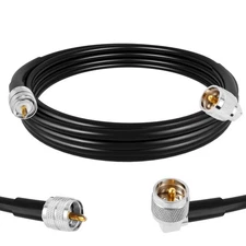 CB Coax Cable 10ft (3m) RG58 UHF Male to Right Angle Male PL259 Coaxial Cable...
