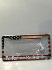 Id Rather Be Hunting American Flag License Plate Frame Wmounting Accessories