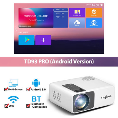 Full HD Projector 1080P 2K 4K Video LED 3D Portable Projector Td93Pro Mini Wifi 