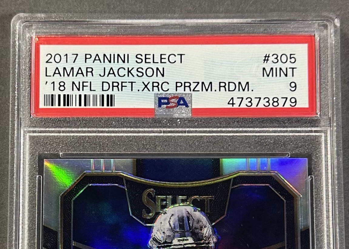2017 Panini Select Lamar Jackson Silver Prizm XRC Rookie PSA 9 ‘18 Draft Ravens view 2