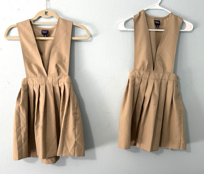 French Toast School 2 Uniform Girls Tan V-neck Pleated Jumper Size 8