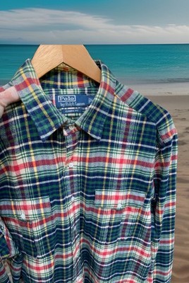 Vtg Polo by Ralph Lauren Flannel Plaid Lumberjack Shirt Mens Size L Classic Fit