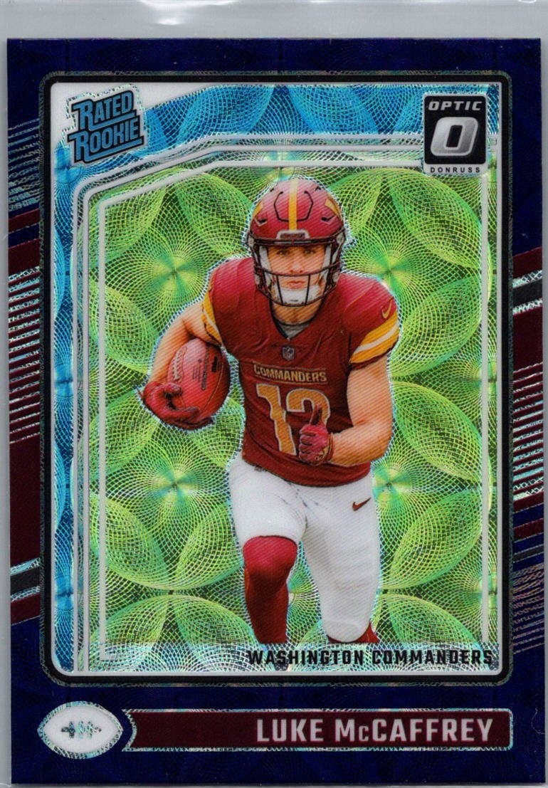 Luke McCaffrey 2024 Donruss Optic #268 Purple Scope Rated Rookie