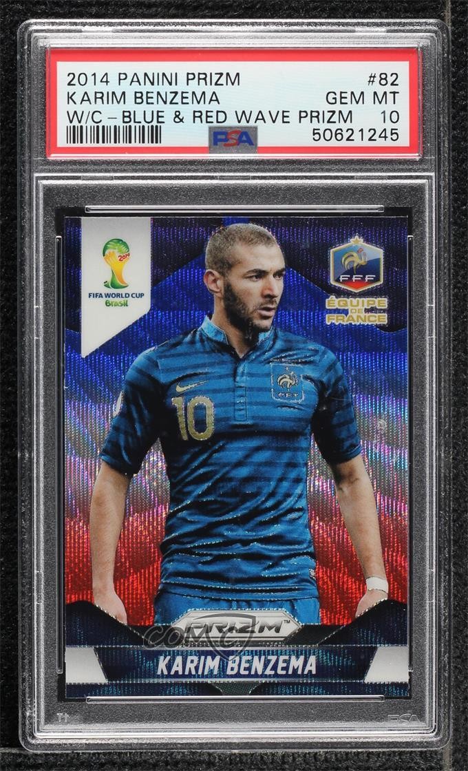 2014 Panini Prizm World Cup Blue & Red Wave Karim Benzema #82 PSA 10 GEM MT 1o2