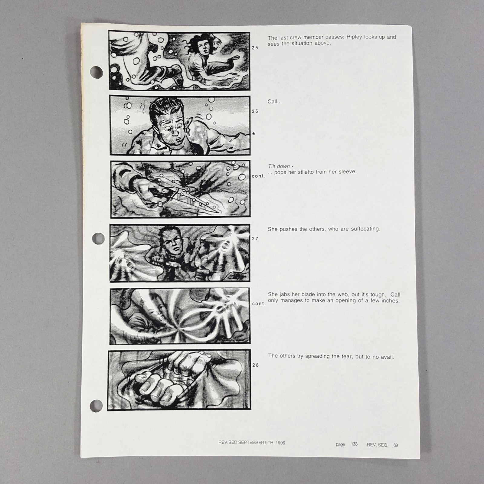 Image 2 of Alien: Resurrection - Production Used Storyboard, Ripley Underwater Escapes, COA