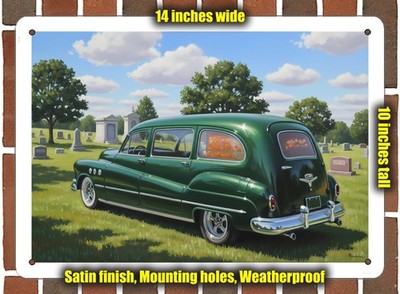 Metal Sign - 1951 Buick Hearse Oil Painting - 14x10