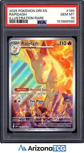 Pokemon 2025 Rapidash 189/182 Illustration Rare Destined Rivals GEM MINT PSA 10
