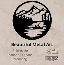 Fishing Boat in the Mountains - Metal Wall Art- Made in USA