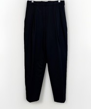 VTG Embassy Row 100 Pure New Wool Pleated Trousers Sz6 Black High waist