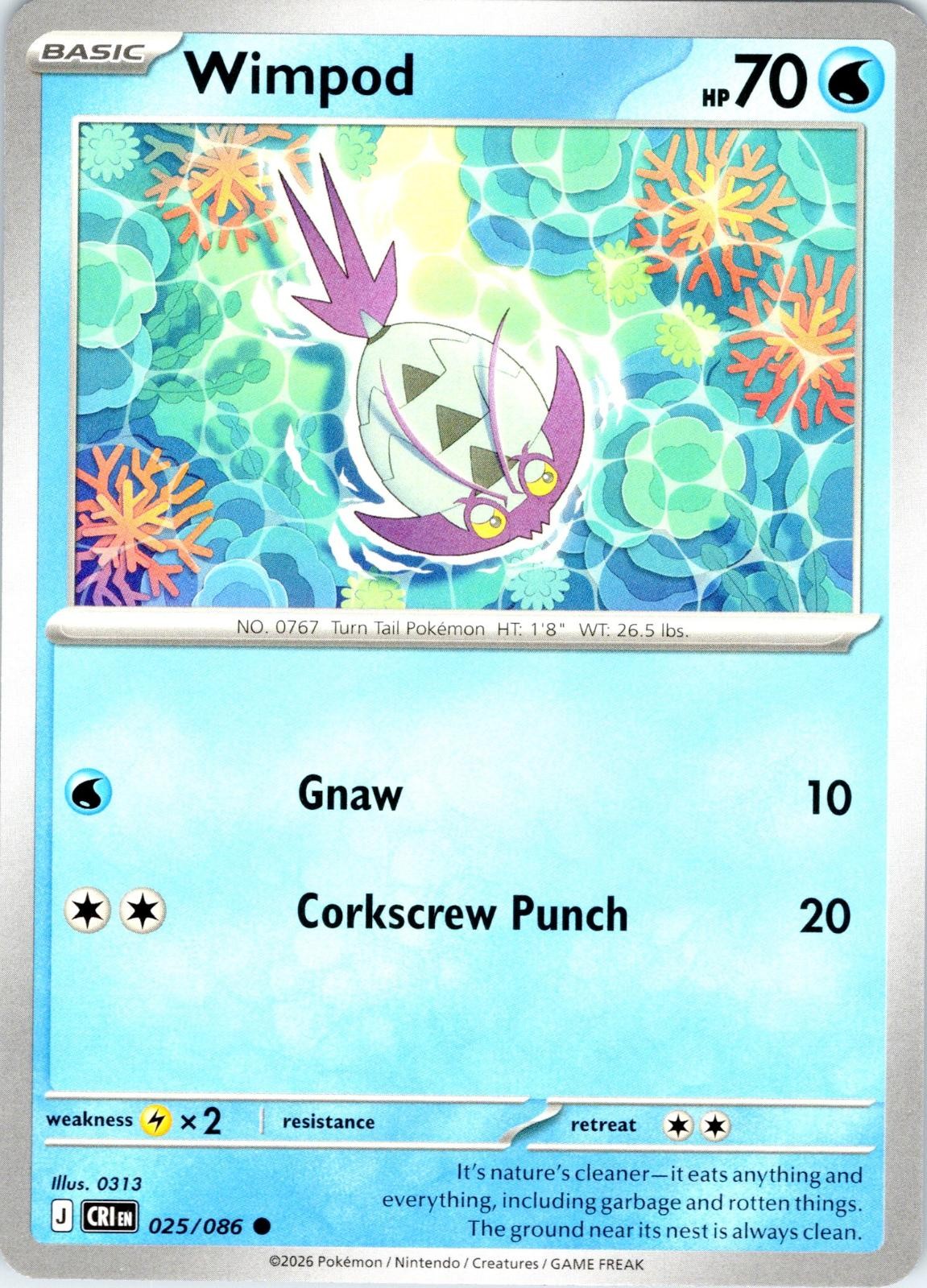 Wimpod 025/086 Common Chaos Rising Pokemon Near Mint