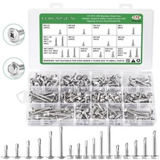 175Pcs Self Drilling Screws Assortment Kit, 410 Stainless Steel #8#10, Silver 