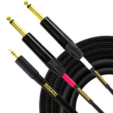 Mogami Gold 3.5mm TRS to Dual 1/4" TS Y-Adapter Accessory Cable, 10-Foot