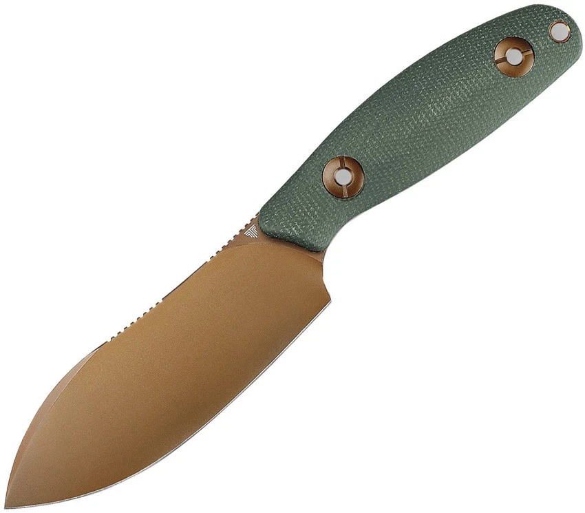 TRIVISA Aubergine Green Micarta Rose Gold 14C28N Fixed Blade Knife M05GM14