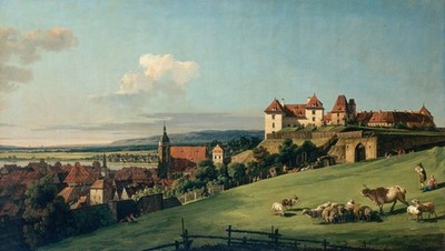 Bellotto Bernardo Blick auf Pirna von der Burg Sonnenstein Vintage Kunstdruck Po