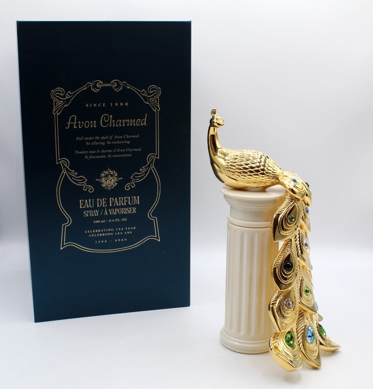 Avon Charmed EAU DE PARFUM Spray 3.4 FL OZ Peacock Swarvorski Crystal 18k finish