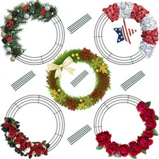 Wire Wreath Frame 14 Inch Dark Green 5-Pack for Crafts