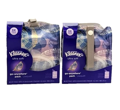 2-Pack Kleenex Ultra Soft Go Anywhere 3-Ply Tissue + Handle Pouch 30 Count/Pack