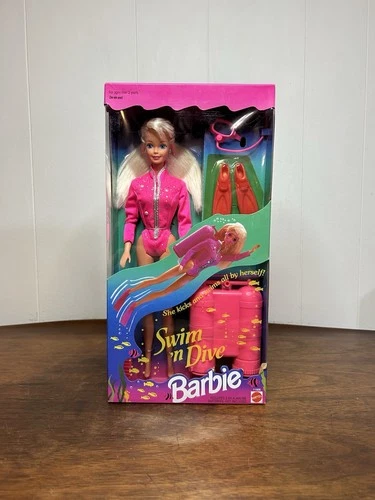 1993 Swim 'n Dive Barbie Doll #11505 With Swim Accessories Mattel Toy Vtg SEALED