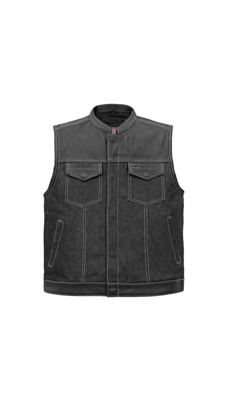 Black sheepskin Leather Vest for Men Biker Style Genuine Waistcoat
