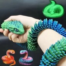 3D Printed Articulated Snake Fidget Toy Flexible Desk Decor Sensory Stress Relie