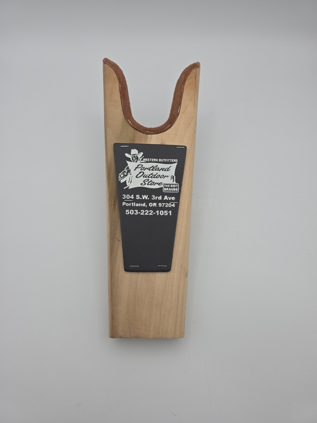 Western Outfitters Boot Jack With Logo Made In Texas Wood Leather Portland OR
