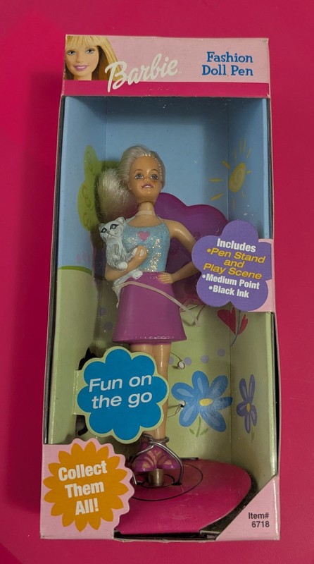 Barbie Fashion Doll Pen Fun On The Go Cat RoseArt 2001 #6718 NIB