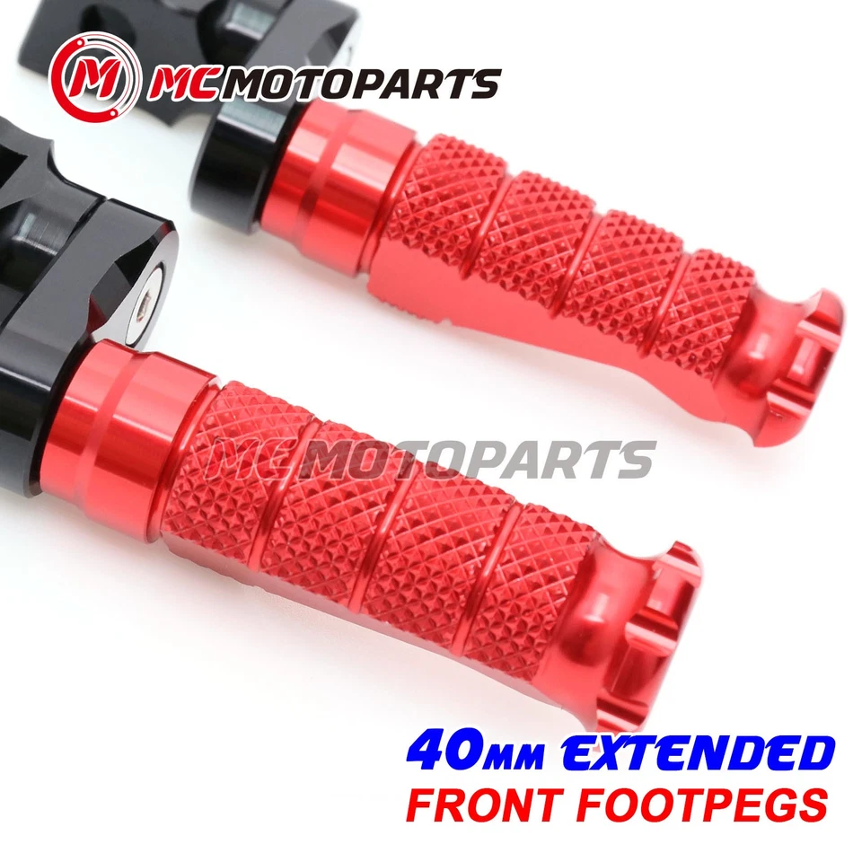 For Yamaha FZR 1000 87-96 95 94 93 92 91 MCCP 40mm Extended RED Front Foot Pegs Foto 3 de 4