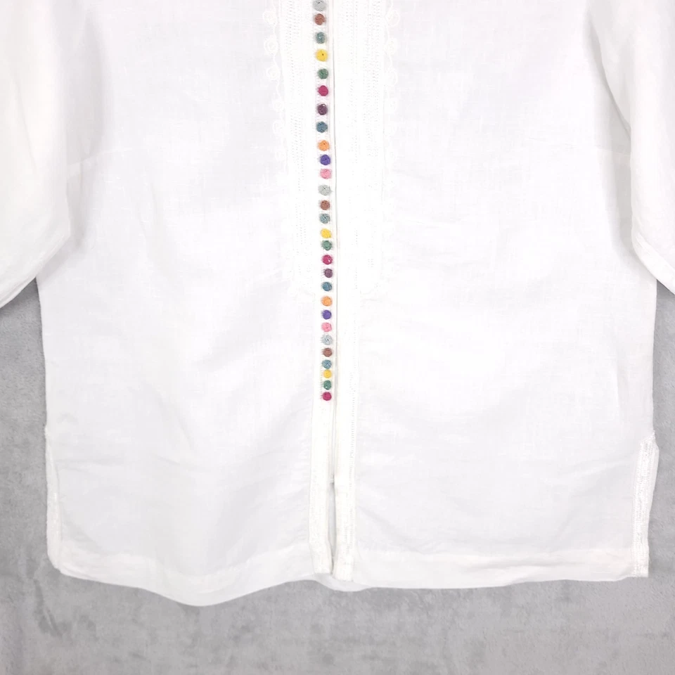 Top túnica Soft Surroundings talla 1X desierto lino bordado cremallera completa boho playa Foto 2 de 4