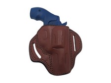 OWB Open Top Concealable Leather Belt Holster Compatible W/ S&W J-Frame Revolver
