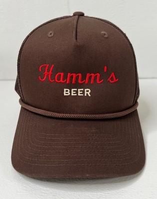 Hamm's Beer Decky Mesh Simple Brown Hat Snapback Rope Trucker Cap