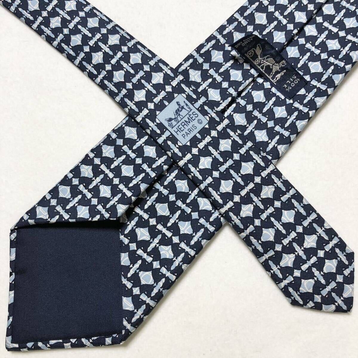 HERMES tie with checkered pattern square all over… - image 4