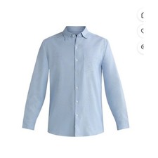 George Mens Modern Fit Performance Dress Shirt Long Sleeve Blue Stripe L