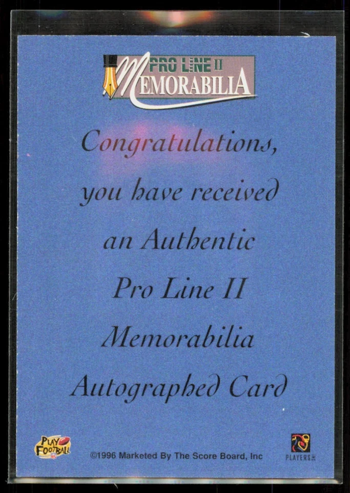 1996 Pro Line II Memorabilia Eric Moulds Rookie Auto /1010 #NNO - Image 2 of 2