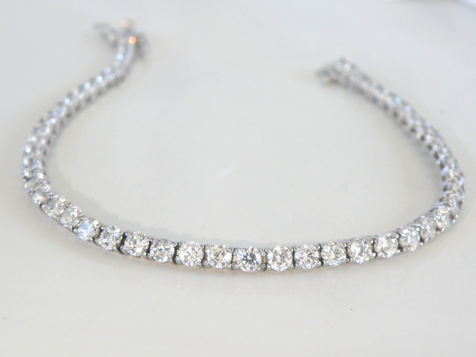 Vintage Sterling Silver 925 CZ 3mm Tennis Link Bracelet Fits 7