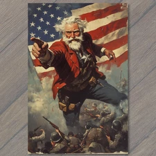 Art Print POSTCARD Uncle Sam Military Salute USA Flag Planes Soldiers Patriotic