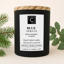 Blue Spruce Scented Candle – Spruce, Eucalyptus, Evergreen | Round Jar Candles