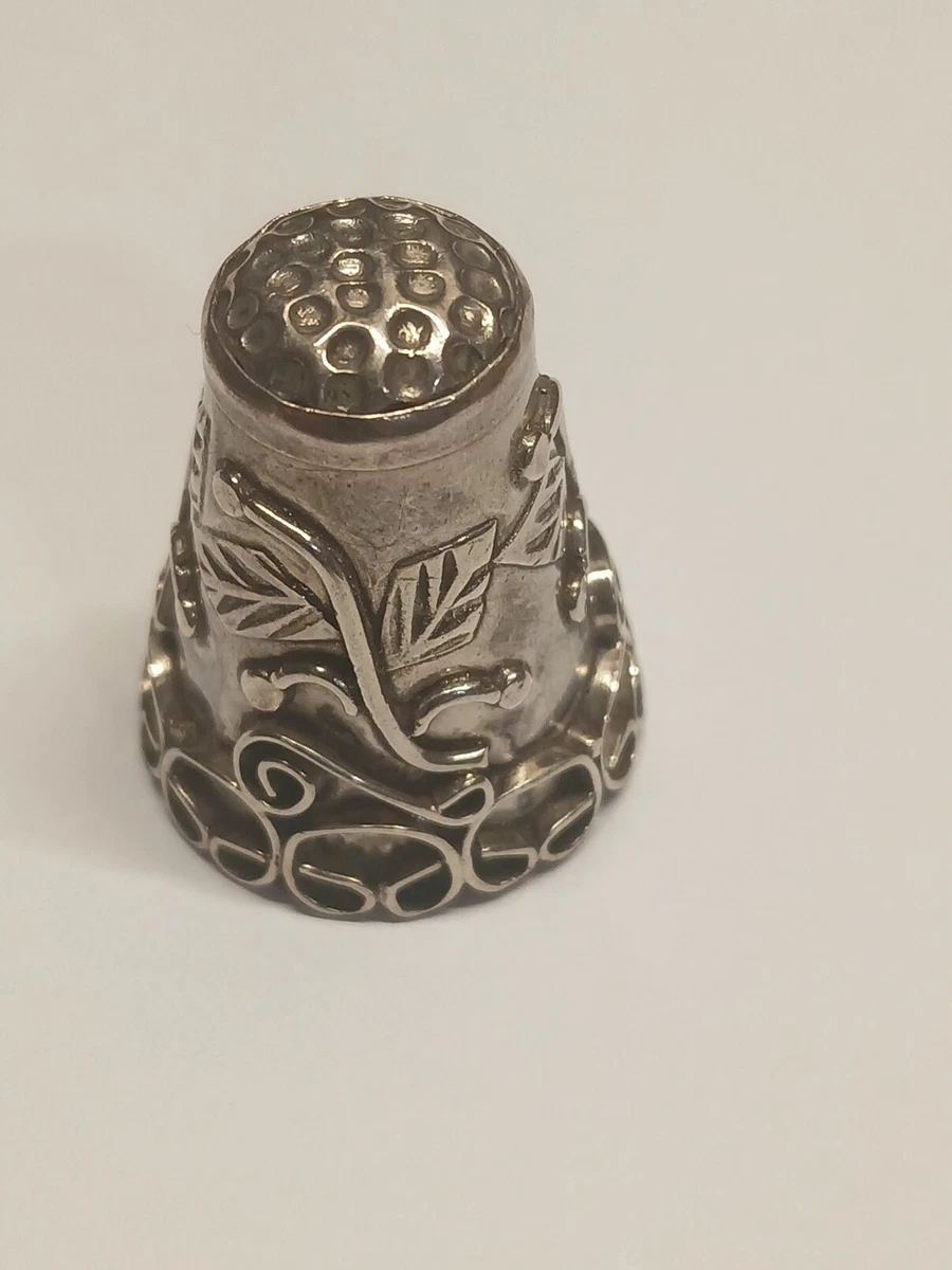 Dé à Coudre Vintage En Argent 925 - Taille 5.5, Diamètre Intérieur 16mm