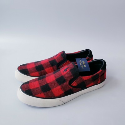 red plaid shoes
