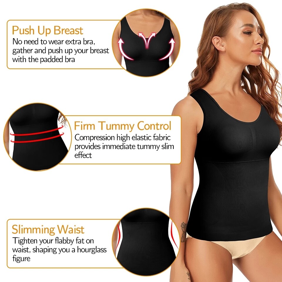Women Shapewear Tank Tops with Built in Shelf Bra Tummy Control Body