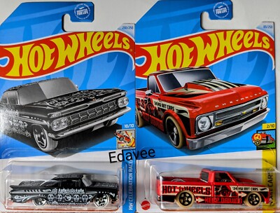 Hot Wheels 2024 Treasure Hunt  59 Chevy Impala & '67 C10 Red Pickup (Lot Of 2)