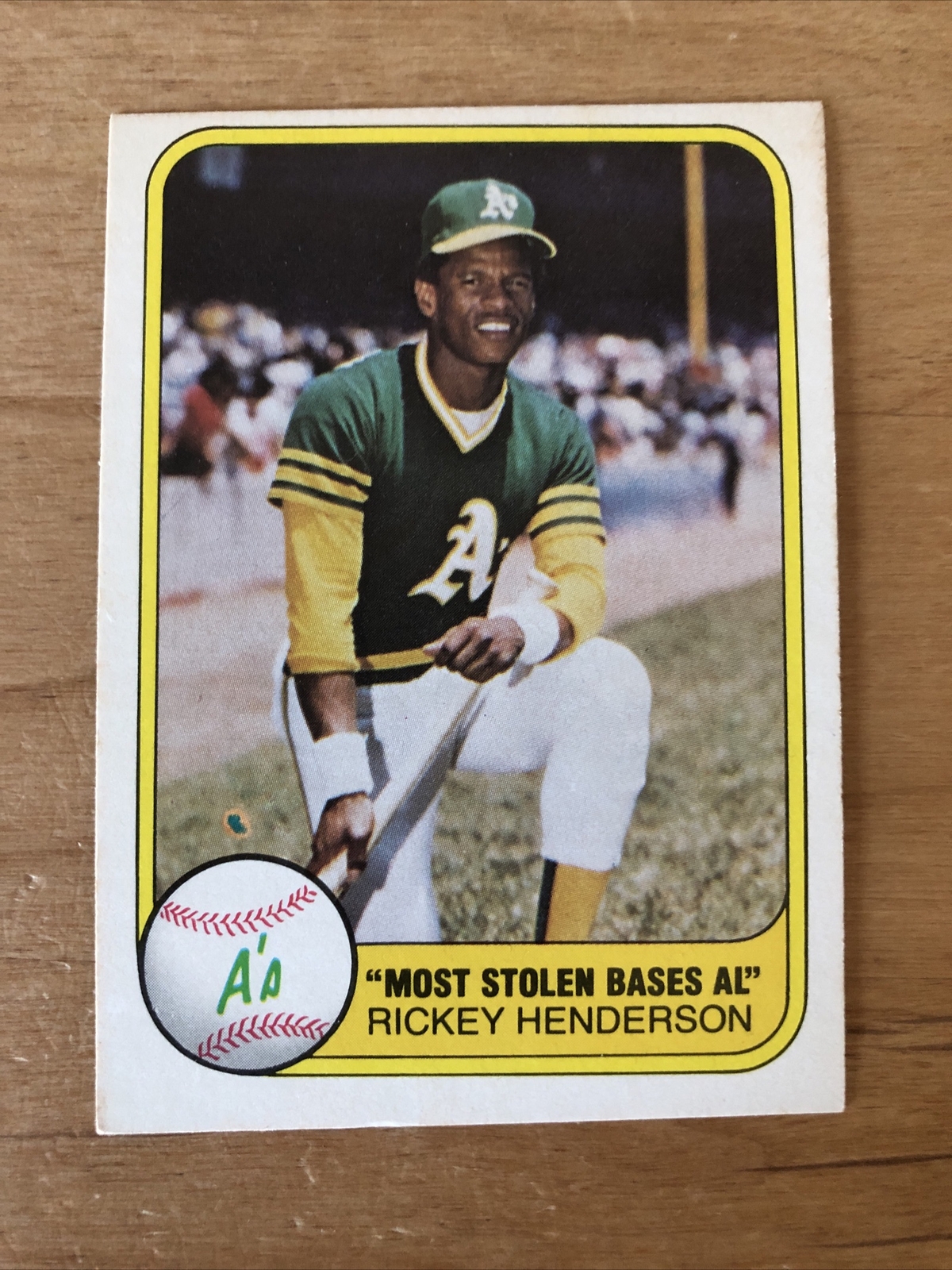 1981 Fleer Rickey Henderson Most Stolen Bases A.L. #351 Oakland Athletics