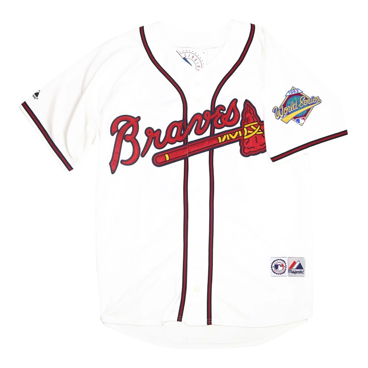 Deion Sanders Atlanta Braves 1992 World Series Home White Jersey Men's  (S-3XL)