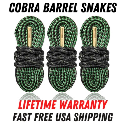 3 Pack Gun Bore Cleaning Rope  Lifetime Breakage Warranty  Cobra Barrel Snake