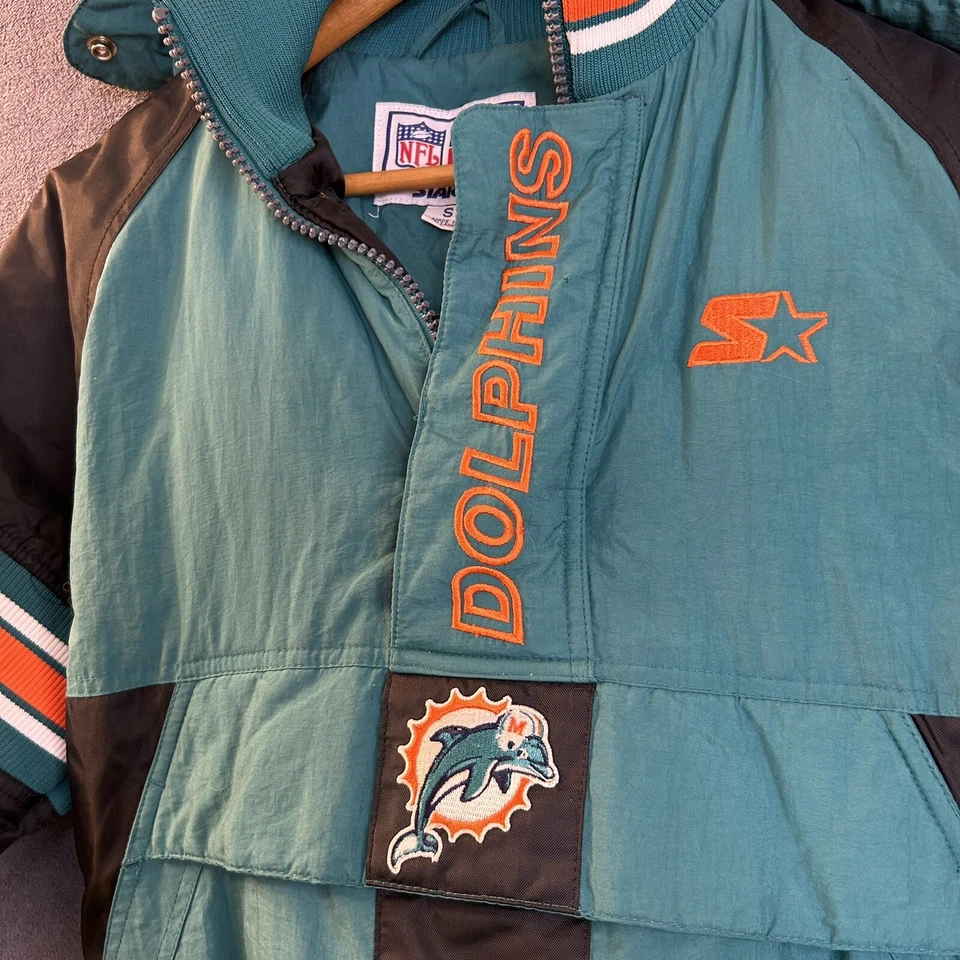 Винтажный Miami Dolphins NFL молодежи S стартер Proline 1/2 молнии пуловер пуховик куртка - Изображение 3 из 4