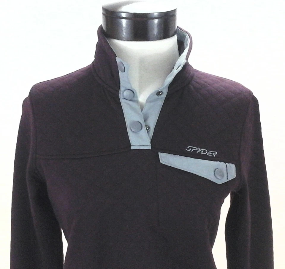 SPYDER верхний сноуборда/лыжи выстеганная база слой темно-бордовый серый резинке женщин M $149 новый - Изображение 3 из 4