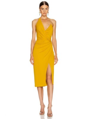 Cushnie Gold Halter Neck Low Back Pencil Dress Size 4US $1495 | eBay