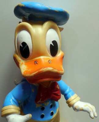 VINTAGE LARGE TOY SQUEAK RUBBER DONALD DUCK LEDRAPLASTIC LEDRA